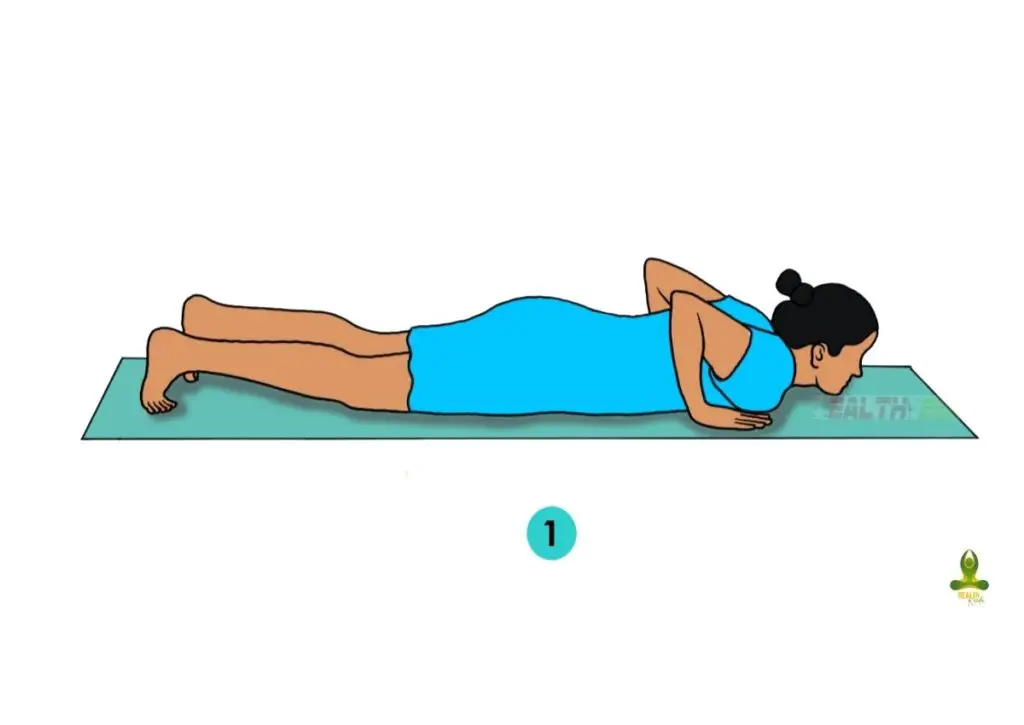 first step of Bhujangasana - yoga for weight loss and flat tummy
