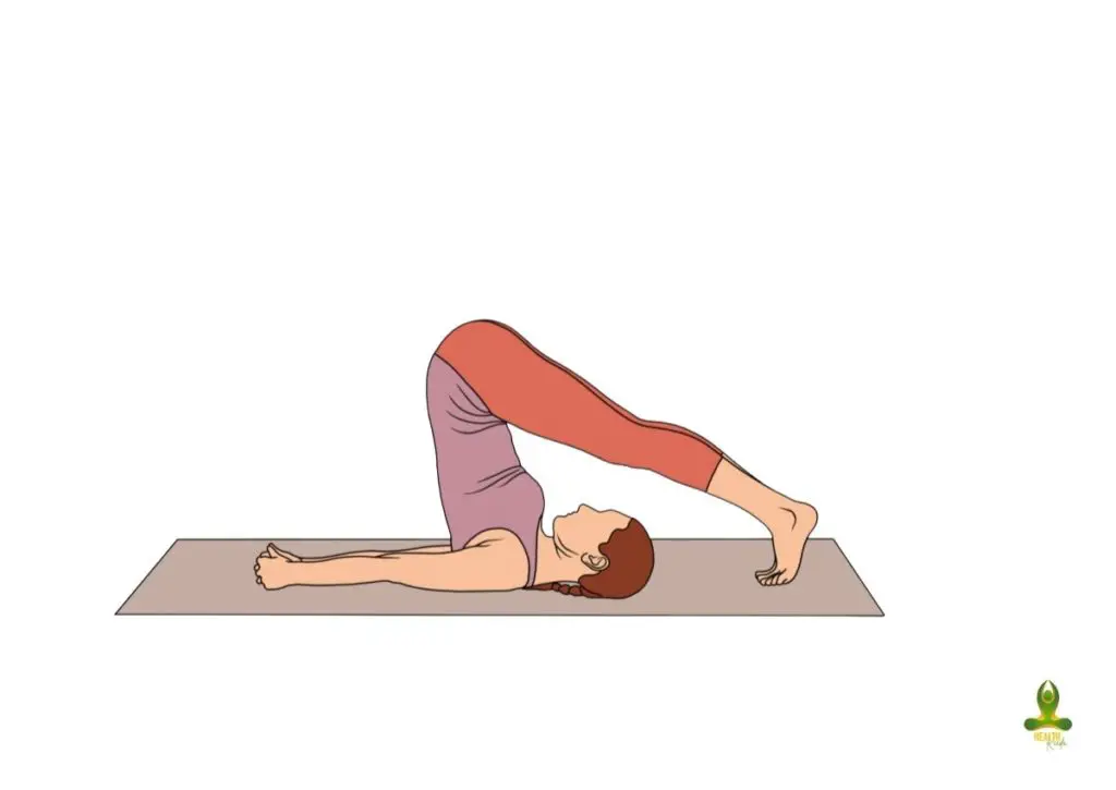 third and final step of Plough pose or Halasana - Yoga poses for depression