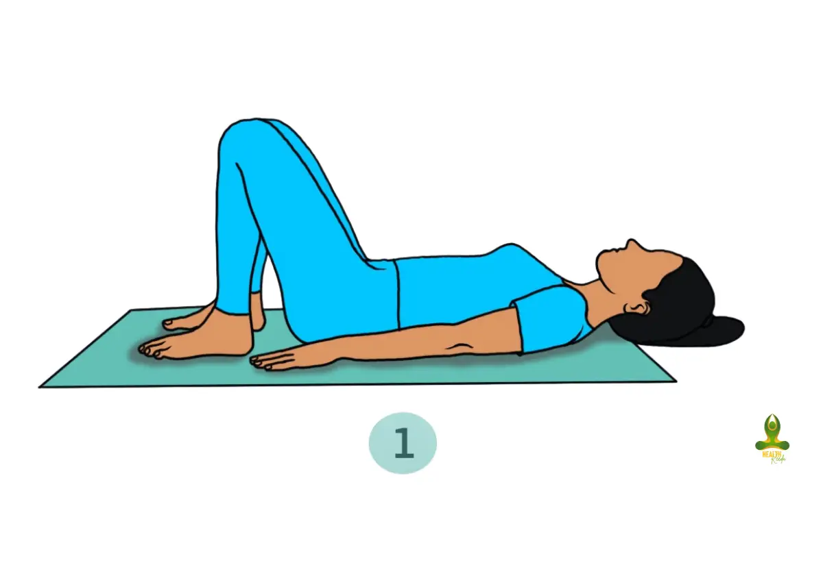 Setu Bandhasana or Bridge Pose step 1 - yoga to reduce back fat