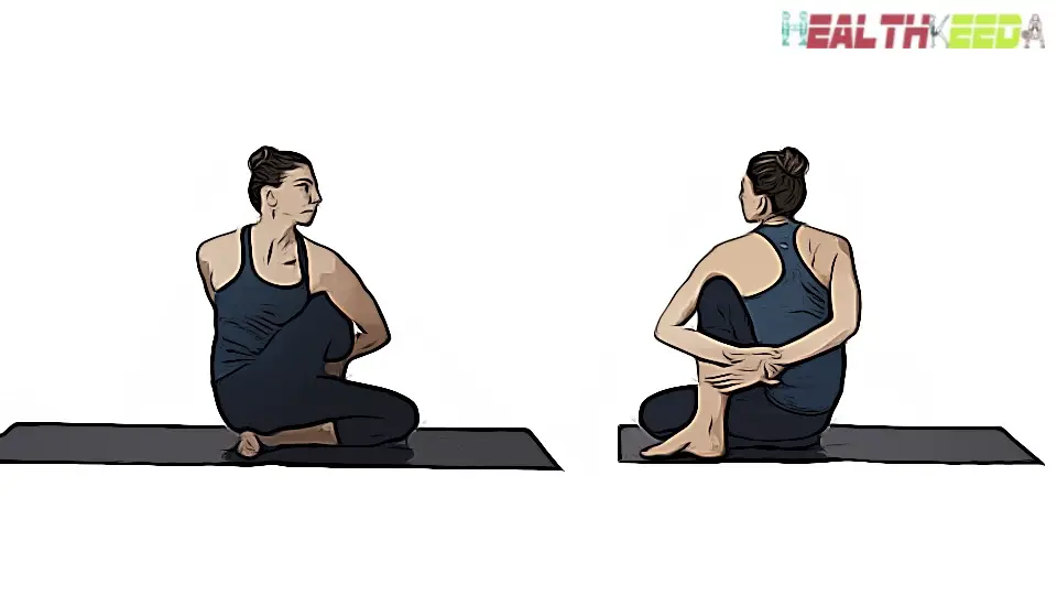 fourth steps of Ardha Matsyendrasana or Half spinal twist