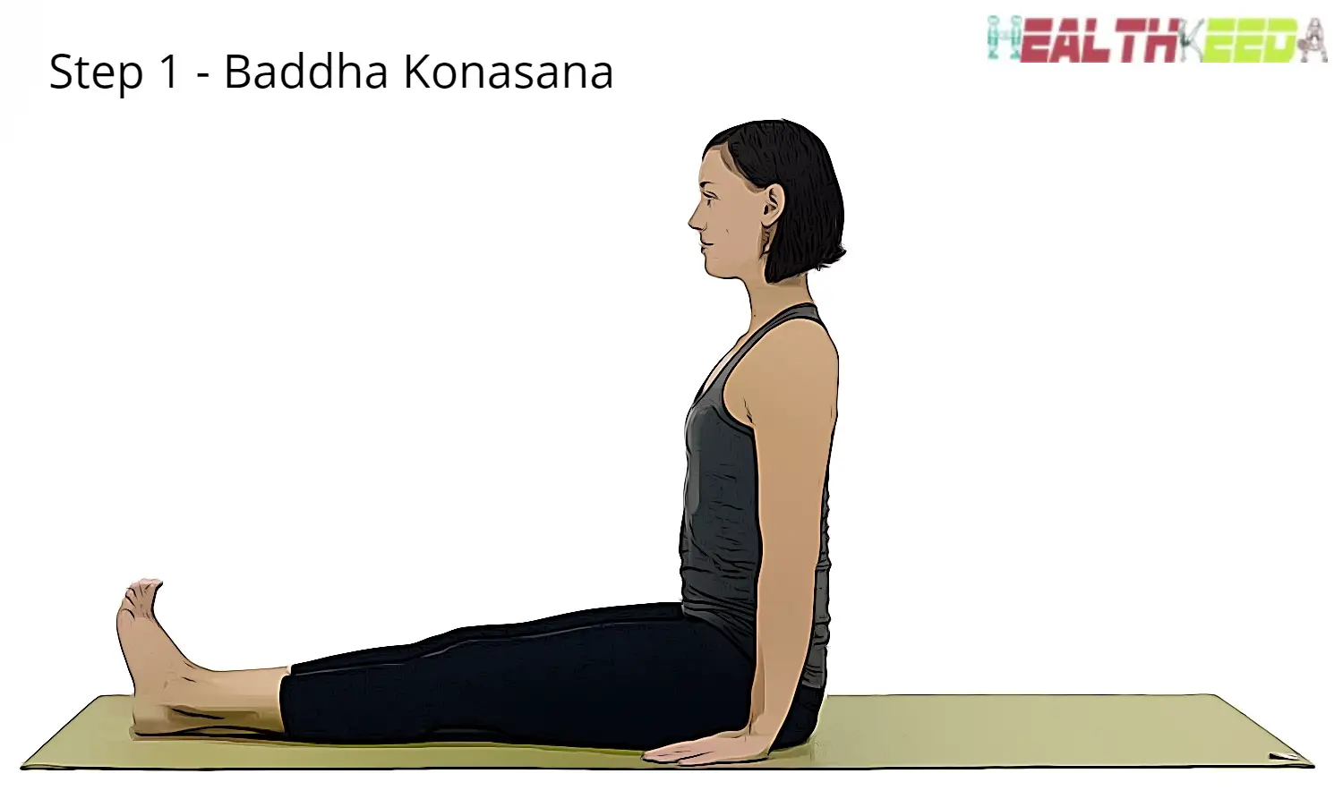 First Step of bound angle pose - anxiety yoga exercises